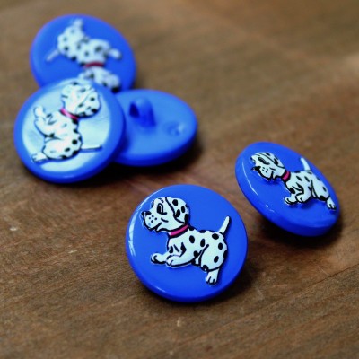 Resin button with children's print - blue 