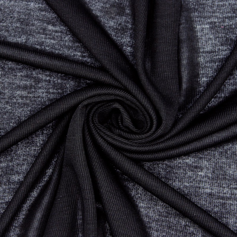 Thin ribbed jersey fabric - black