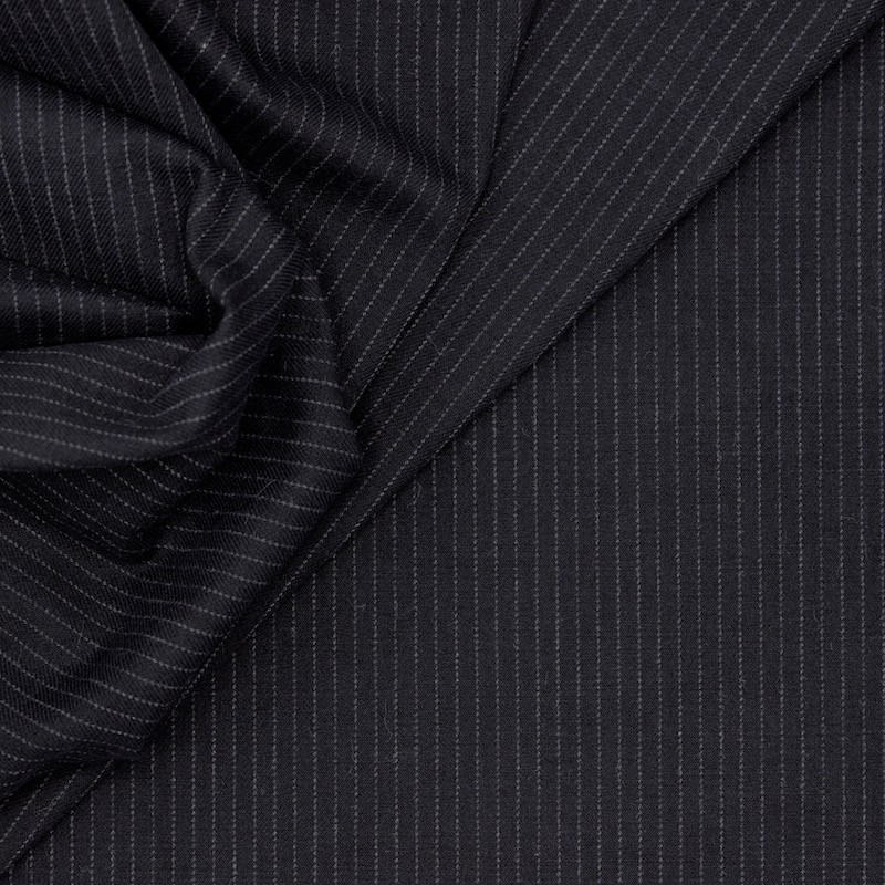 Extensible cotton with stripes - navy blue