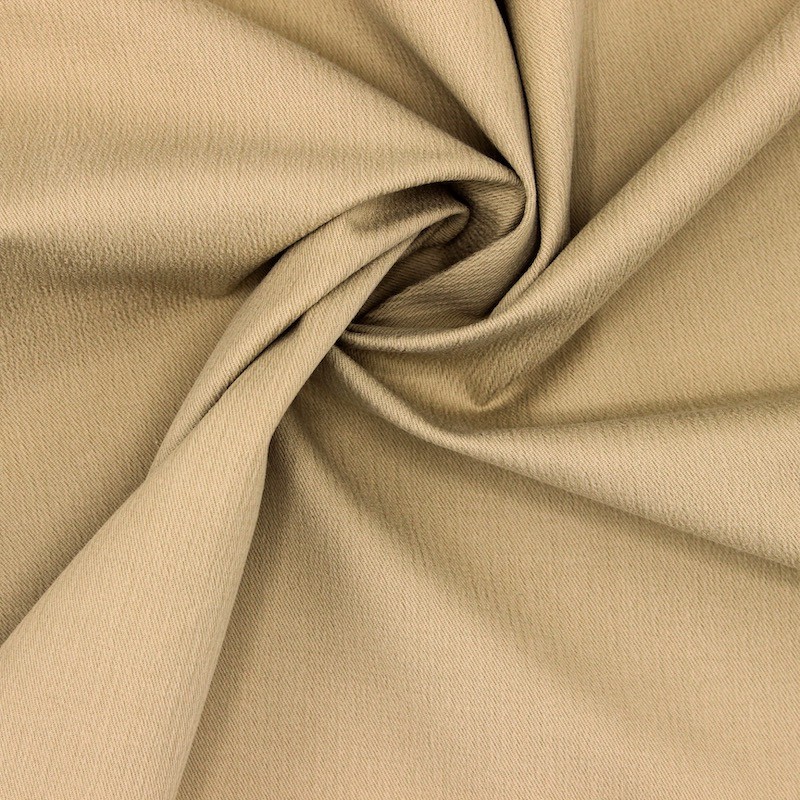 Stretch emerised cotton with twill weave - beige