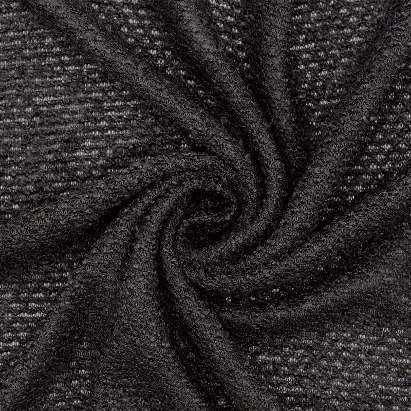 Rekbare gebreide stof met lussen - zwart