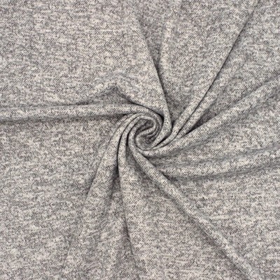 Gebreide stof in polyester - gespikkeld grijs