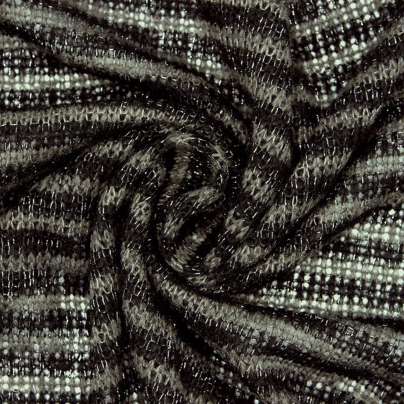 Knit fabric with copper fantasy thread