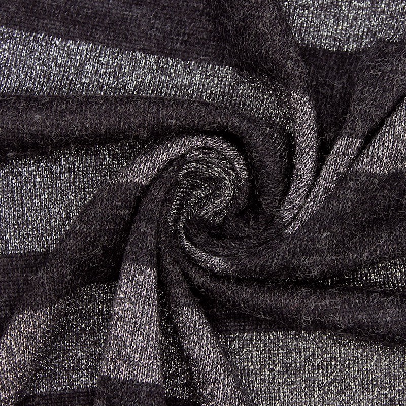 Knit fabric with silver fantasy thread