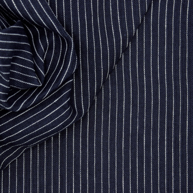 100% linen with stripes - blue