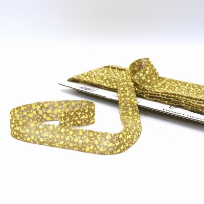 Opstrijkbare biesband met parels - goud