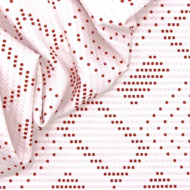 Fabric in cotton and polyester - white and red 