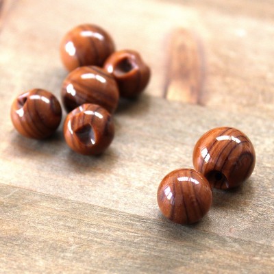 Round button faux wood - brown