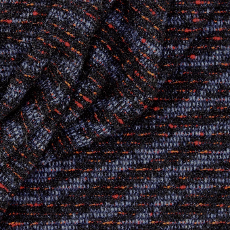 Tissu en laine motif zèbre bleu