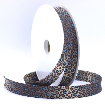 Bias binding with leopard print - blue