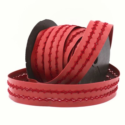 Braid trim in faux leather - red