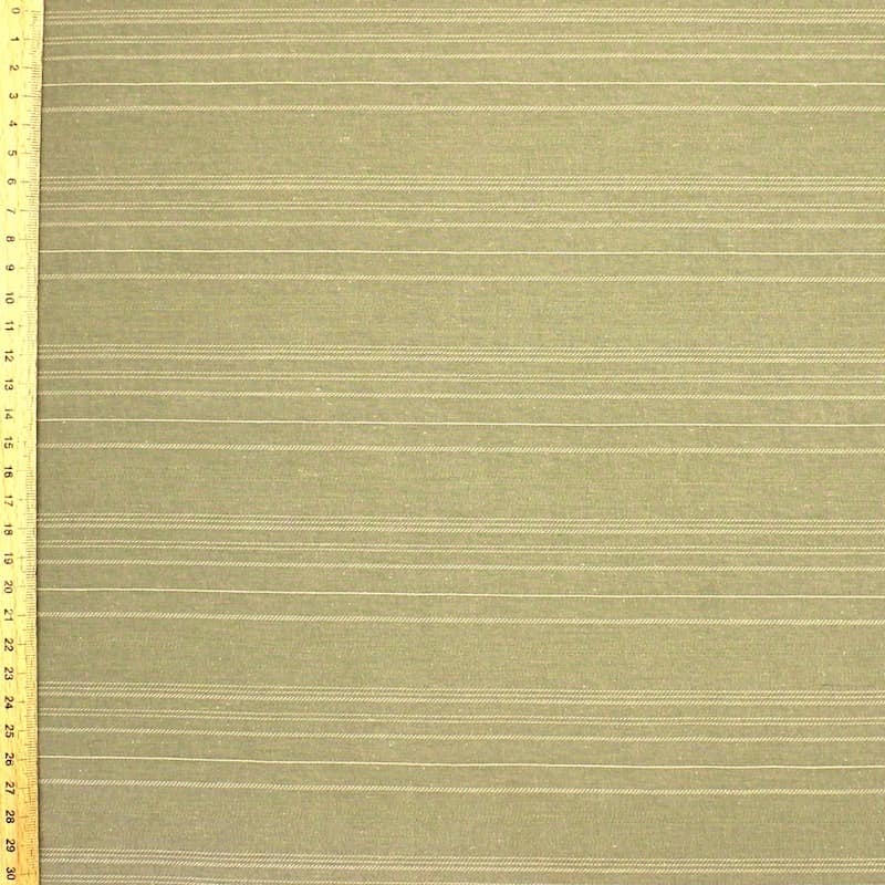 Jacquard fabric with stripes - light khaki