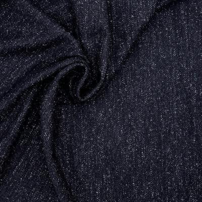 Marbled wool fabric - navy bleu