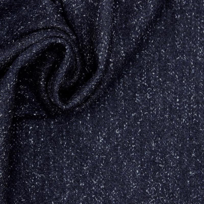 Marbled wool fabric - navy bleu