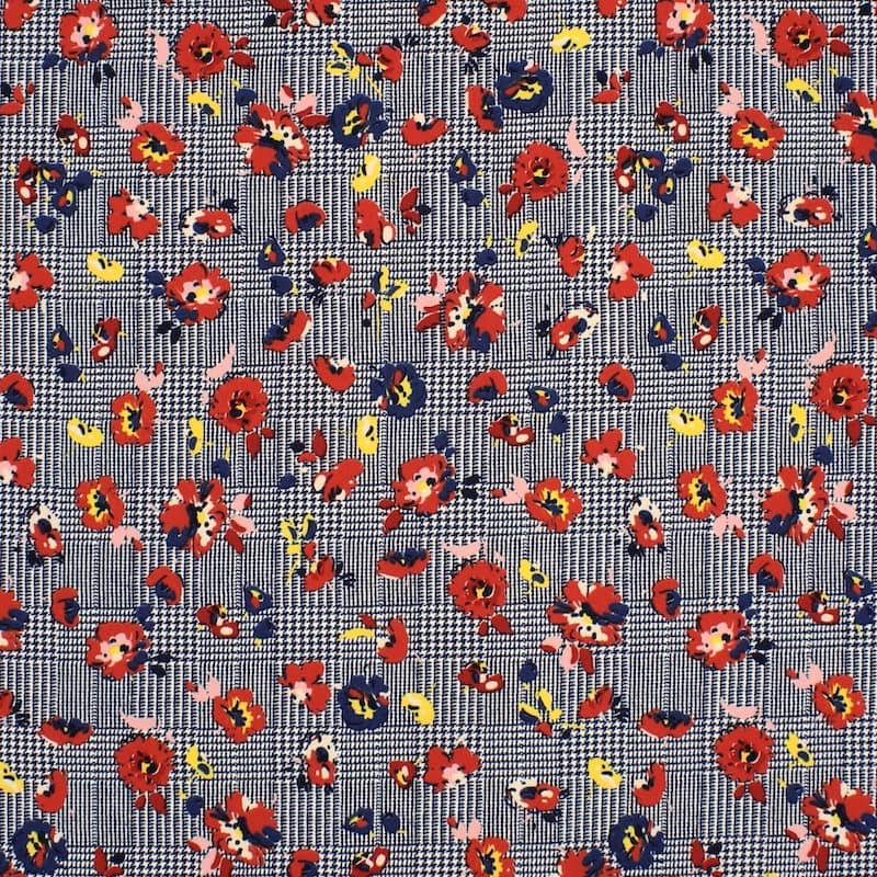 Printed polyester fabric with flowers