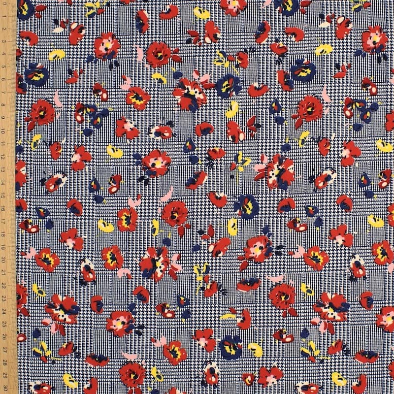 Printed polyester fabric with flowers