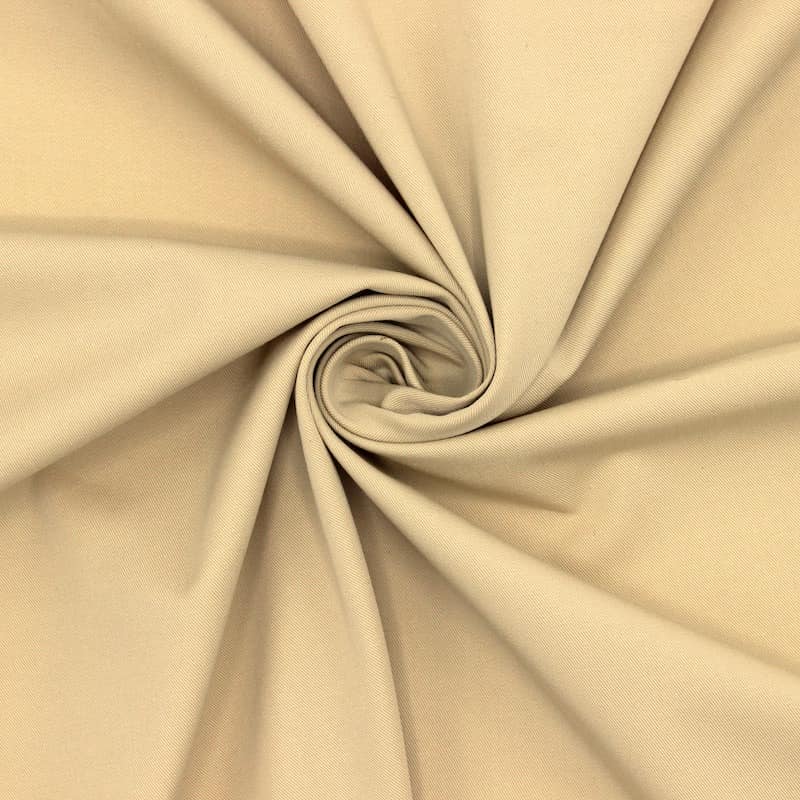 Tissu en coton sergé stretch beige