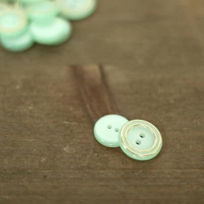 Resin button - sea green and gold