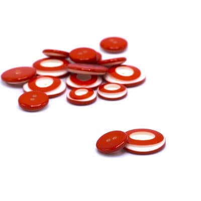 Resin button - red and off white