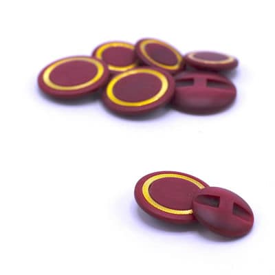 Round resin button - wine red and gold