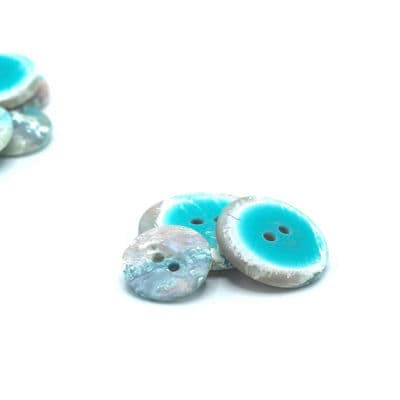 Resin button - marbled blue and pink