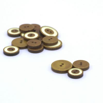 Resin button - mustard yellow and cream