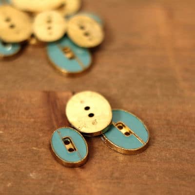 Button - teal and gold