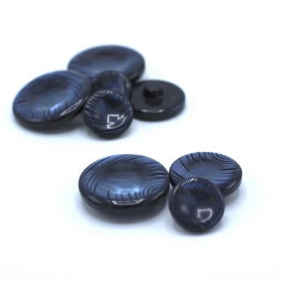 Round resin button - pearly navy blue