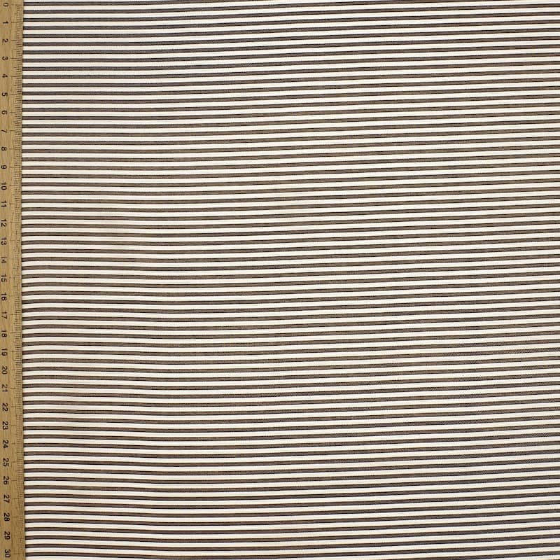 Satined twill lining fabric with stripes - taupe