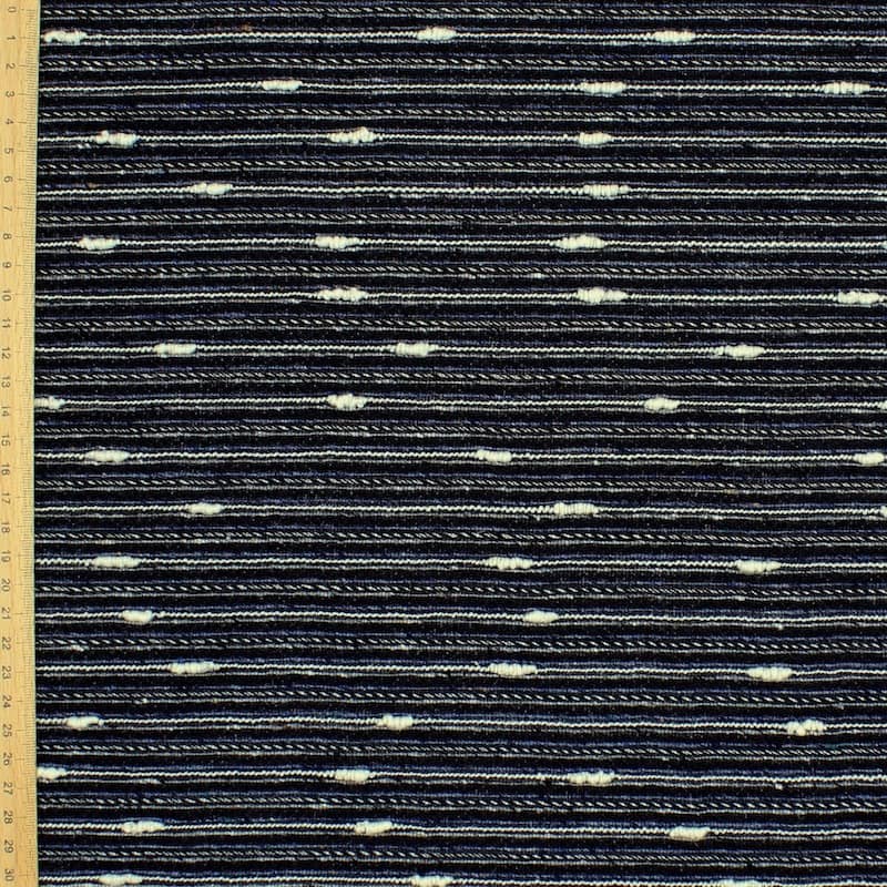 Light wool and silk fabric with stripes 