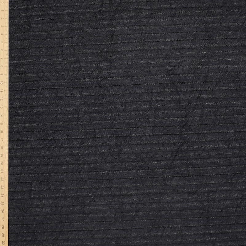 Rekbare stof met blauwe en zwarte strepen