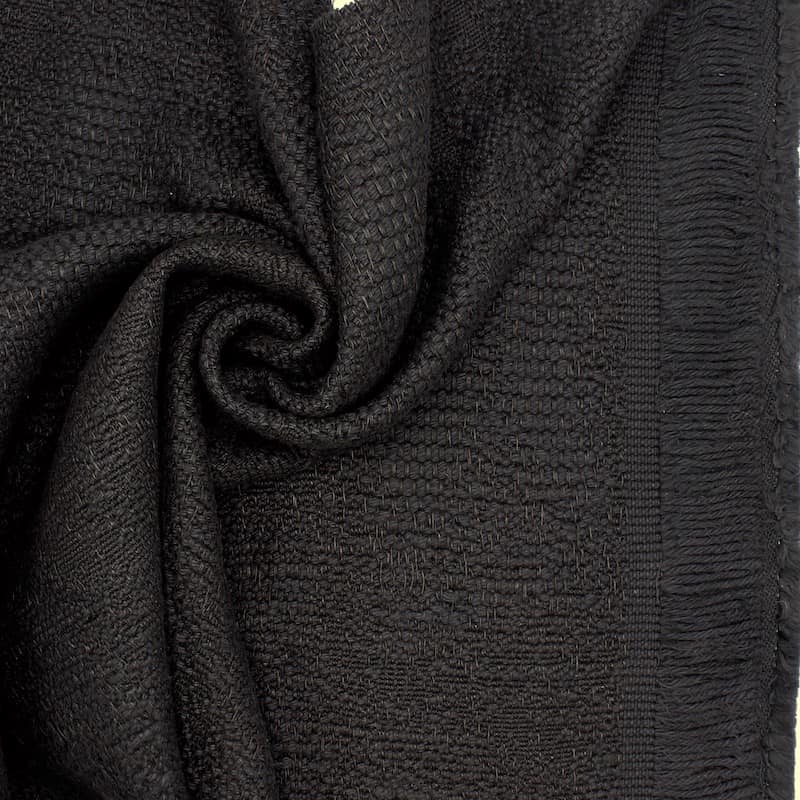 Jacquard fabric in cotton and linen - black