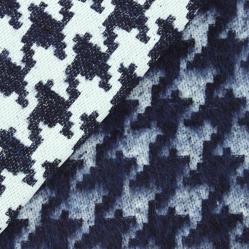 Fabric in cotton and wool with long fur - blue 