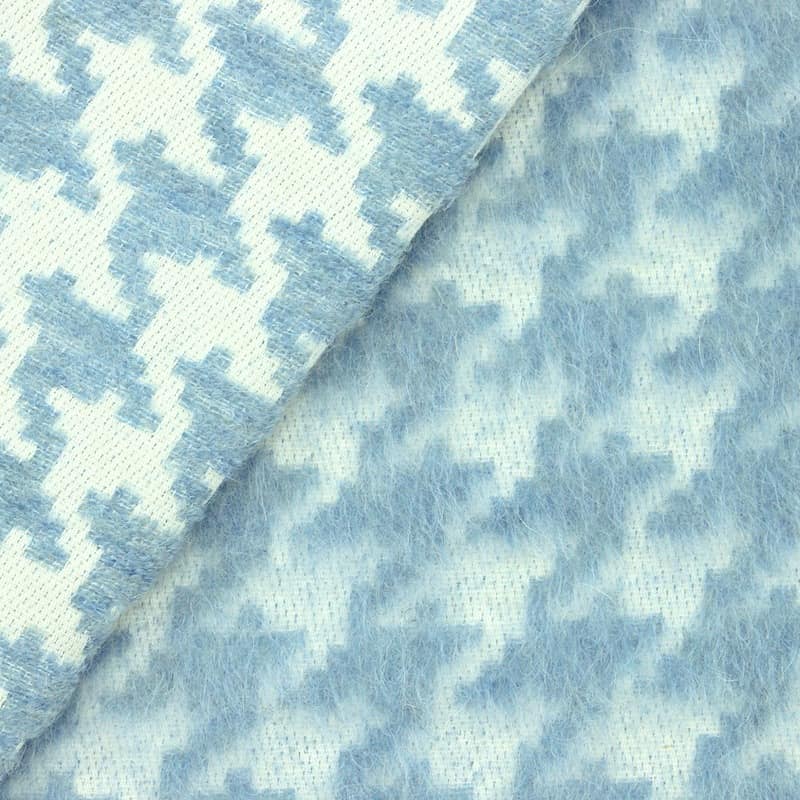 Fabric in cotton and wool with long fur - sky blue