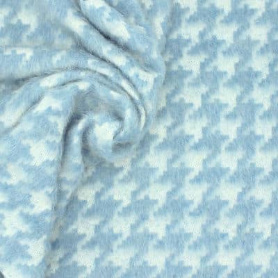 Fabric in cotton and wool with long fur - sky blue