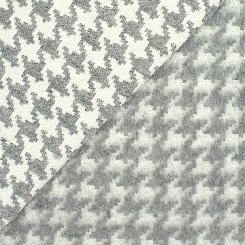 Stof in katoen en wol met lange haren - grijs