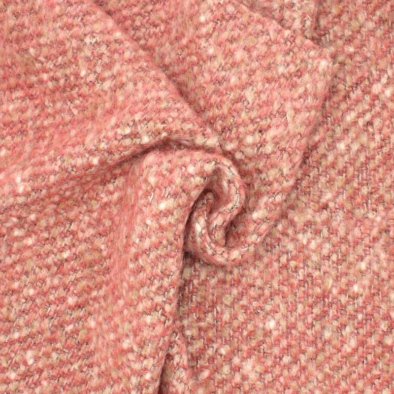 Tissu laine aspect bouclettes rose