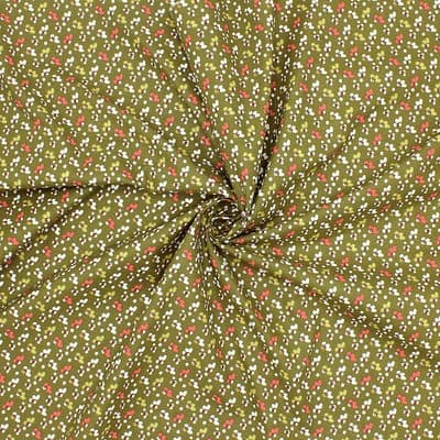 Tissu en coton à motif sur fond kaki