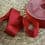 Double-sided satin ribbon cherry red