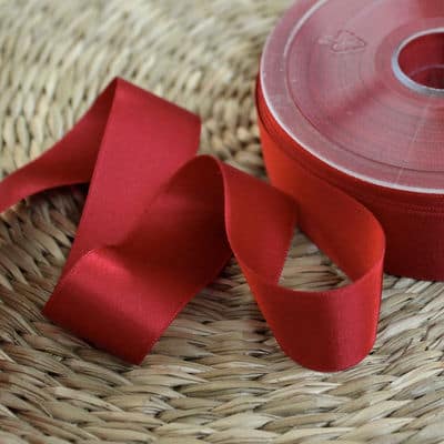 Double-sided satin ribbon cherry red