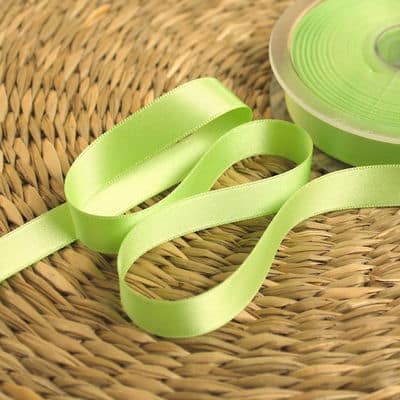 Double-sided satin ribbon almond green
