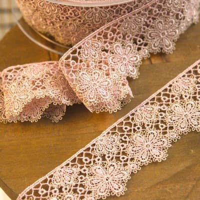 Lace ribbon - old pink and gold