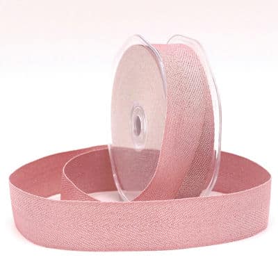 Ribbon with herringbone pattern - pink and silver
