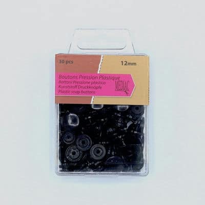 Box with 30 snap buttons - black