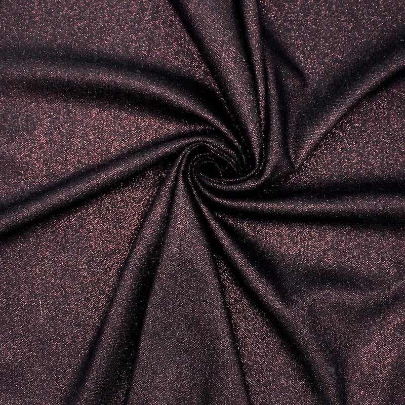 Zwarte stof met roze lurex draad