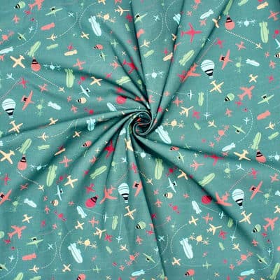 Cotton printed with "planes and air balloons"