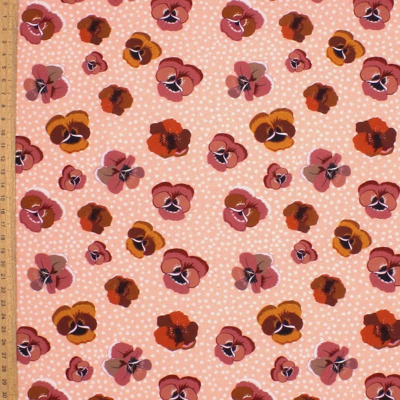 Cotton printed with "pansy flower" - pink