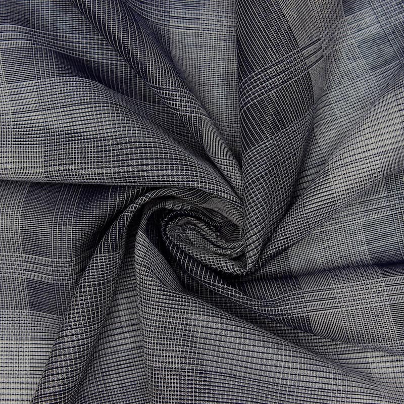 Tissu à carreaux bleus et gris argent