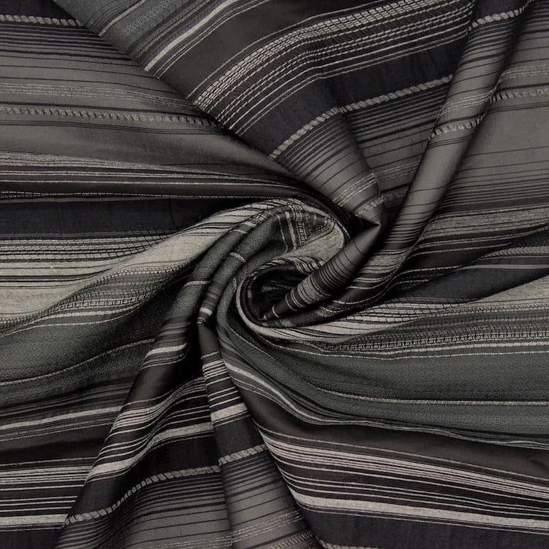 Tissu gris et noir à rayures
