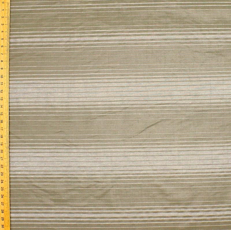 Striped polyester fabric - grey-beige